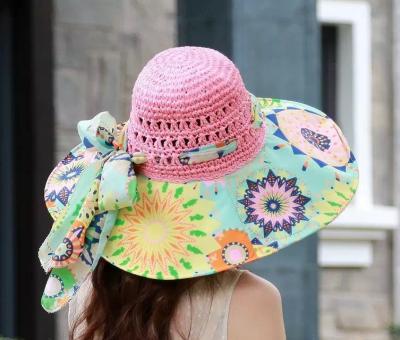 China Flat Beach Straw Hats Women Summer Custom Straw Brim Hat CVDER Mexicans Sombrero De Playa OEM Fitted Comfortable for sale