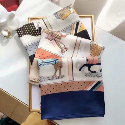 China China Wholesale Soft Smooth Small Square Scarf Fashionable Feeling Decorated Silk Scarf for sale