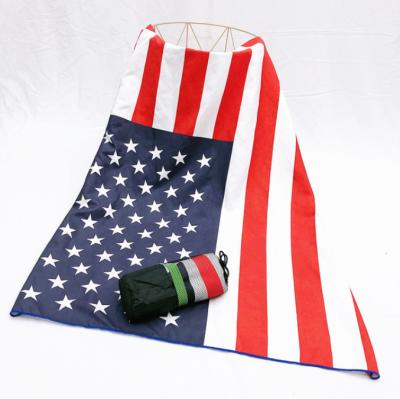 China Custom Wholesale QUICK DRY National Flag Yoga Exercise Towel Recycled Sand Free Microfiber Beach Towel for sale