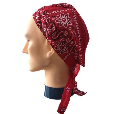 China Trendy Red Paisley Headwear Doo Rags Skull Caps Biker Head Cover Wrap for Men and Women for sale