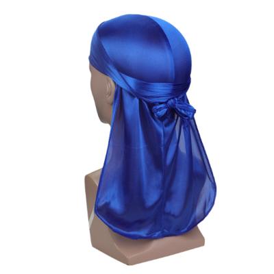 China Comfortable Long Tail Chemo Hat Silky Durag Muslim Headscarf Hat For Men for sale