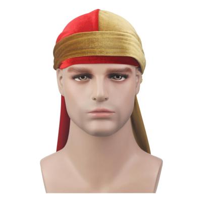 China Comfortable Red Gold Velvet Thick Durag Two Color Combinations for sale