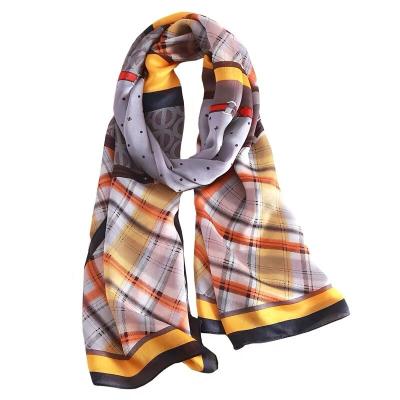 China Popular polka dot and checks 100% silky comfortable with large chains custom printing winter warm scarves for sale