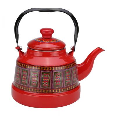 China Sustainable 1.5L Enamel Kettle Customized Logos Esmalte Enamel Emaye Tetera Teapot for sale