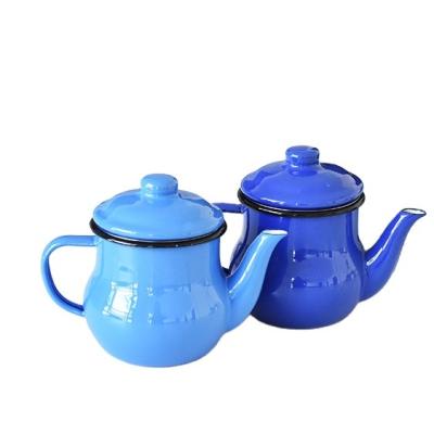 China Viable Customized Logos And Printed Enamel Mini Teapot Kettle Kettle With Strainer Whistling Kettle OEM for sale