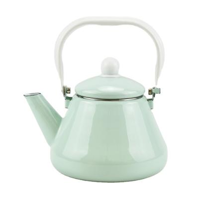 China Sustainable 2.5L Large Capacity Enameled Printed Kettle Teapot Vintage Style Enamel Arabic Cookware for sale