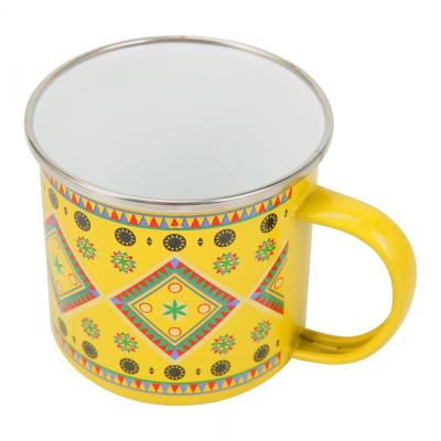 China Sustainable 350ml Enamel Mug Customized Color Logos Enamel Drinking Mug for sale