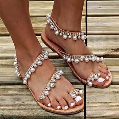 China Good Quality Boho Ladies Flat Sandals Fashion Trend Women's Sandals Shoes Vacation Flip Flops Flats Sandals for sale