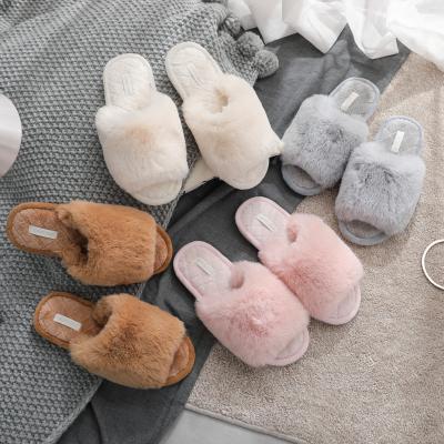 China Winter Warm Women's Fur Slippers Plush Slippers Women's Slippers Dropshipping Fashion Trend Soft Indoor Slipper Slides for sale