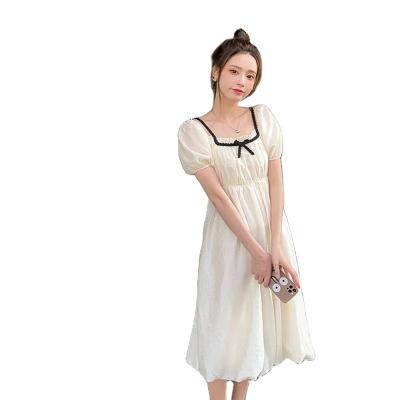 China French dress sleeve puff waist sweet love dress plus women first new 2021 summer white princess dress for sale