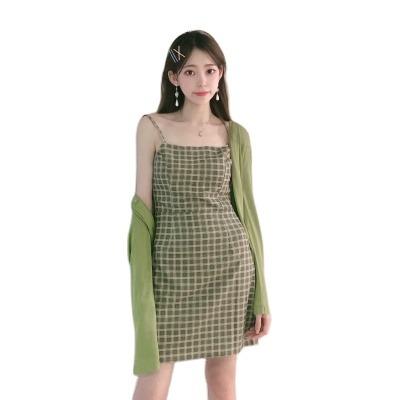 China 2021 Summer New Girl's Breathable Soft Fresh Skirt Short Skirt Plaid Small Sexy Slim Dress for sale