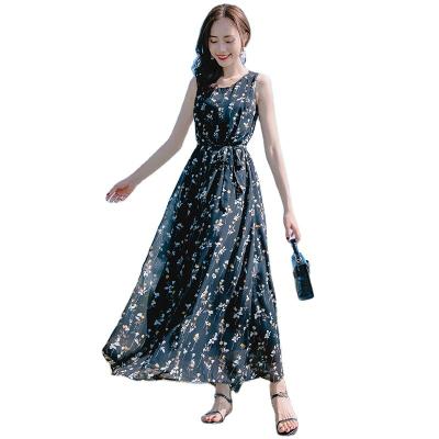 China New Washable Female Black Long Skirt Vest Summer Beach Skirt Beach Skirt Seaside Bohemia Floral Vacation for sale