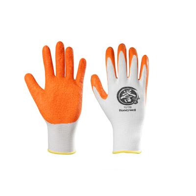 China Anti-smash Industrial Protective Hand Anti Slip Natural Latex Coated Polyester Work Gloves for sale