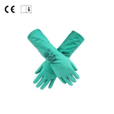 China Anti-smash Acid Alkali Oil Proof Hand Nitrile Gloves for sale