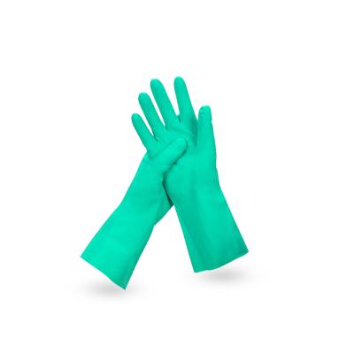 China Anti-smash Household Dish Gloves Anti-slip Green Nitrile Work Washing Gloves for sale