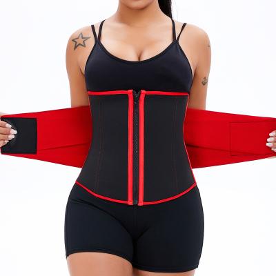 China Custom Control Logo Compression Women Workout Back Support Belly Shaper Polyester Slimming Neoprene Waist Trainer for sale