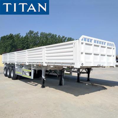 China Tri Truck Trailer Axle Grain Transport Drop Side Trailer For Sale for sale