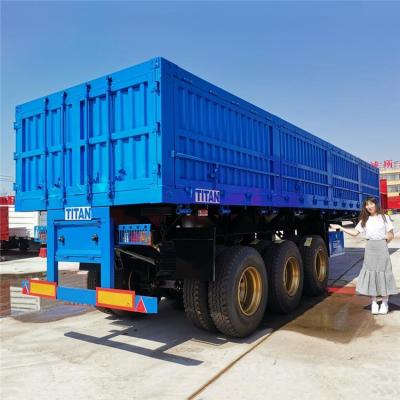 China Truck Trailer 3 Axle 34 Ton Dropside Side Tipper Dump Trailer For Sale With Cheap Price for sale