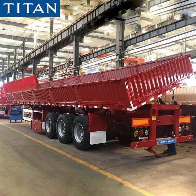 China Truck Trailer Side Dump Trailer Capacity Dropside Tipper For Sale for sale