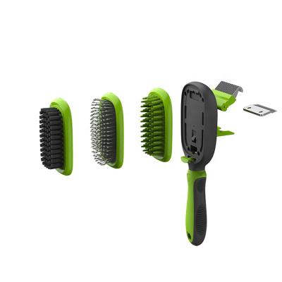 China New Design Sustainable 5 in 1 Double Side Detachable Pet Grooming Kit for Dogs Cats Pet Hair Remove Grooming Bath Comb Set Brush for sale