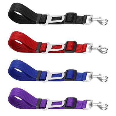 China Sustainable Pet Supplies Cat Dog Car Seat Safety Pet Harness Nylon Reflective Multi Colors Adjustable Belt For Travel Support All Cars for sale