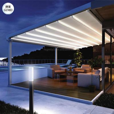 China Outdoor Terrace Cover Waterproof Customized Motorized Roof Opening Retractable Tents for sale