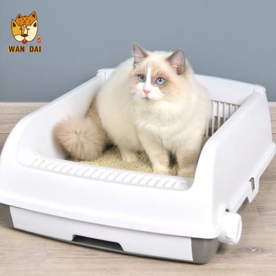 China New Design Sustainable Portable Collapsible Semi Automatic Cat Litter Box Quick Cleaning Cat Litter Box for sale