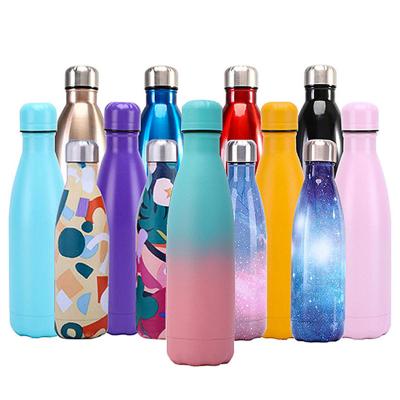 China Sustainable Custom Logo  500ml Matt Glossy Thermal Insulated Sports Gym Flask Double Walled Cola Shape Stainless Steel Water Bottle for sale