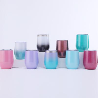 China Sustainable Wholesale High Quality 12oz Stemless Marble Glass Wine Stainless Steel Insulated Travel Tumbler Wine Cup With Lid for sale