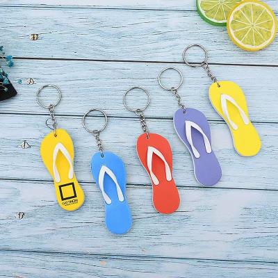 China Promotion Gift Custom Cheap Slipper Soft EVA Foam Floating Flip Flop Key Chain Shape Mini Key Chain for sale