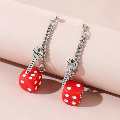 China Funny 3D Dies Casual/Sporty Resin Dangle Earrings Cool Punk Cubic Dies Geometric Drop Earrings LOVE Key Letter Earrings for sale