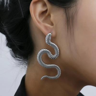 China Europe jewelry casual/sports personality twisted snake geometric female exaggerated stud embossed earrings for sale