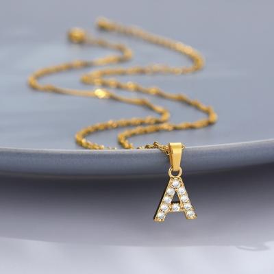 China Casual/Sporty 14K Yellow Gold Plated Zircon Initial Necklace Letter Necklaces For Women for sale