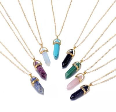 China Casual/Sporting Gemstone Crystal Necklace for Women Healing Stone Pendant Jewelry for Men Hexagonal Pendulum Divination Energy Healing Pendent for sale