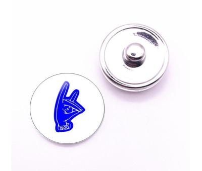 China Customizable Retro Letters Zeta Phi Beta Sorority 18MM Greek Glass Snap Button Charms for DIY Bracelet and Necklace Jewelry for sale