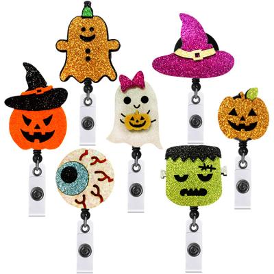 China ID Card Badge Holding Reel Retractable Key Badge Halloween ID Card Badge Clip Swivel Wholesale Customized Anti-lost Badge Holder for sale