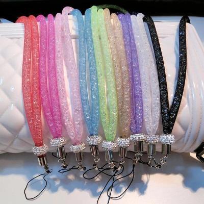 China Eco-Friendly Lanyard Bling Crystal Neck Strap Lanyard Men Women Multicolor ID Card Holder ID Badge Holder Chain Nylon Lanyard for sale