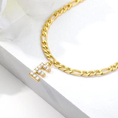 China Casual/Sporty Initial Gold Anklets Anklets Stainless Steel For Women Adjustable Figaro Chain Anklets Letter Alphabet Foot Chain Anklet for sale