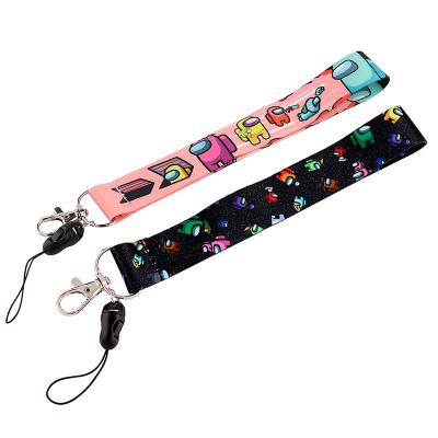 China Custom Woven Wrist Lanyard Keychain Pomotional Gift Logo Lanyards Silk Screen Strap Short Nylon Jacquard for sale