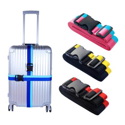 China Securing And Identifying Your Baggage Safety Luggage Strap Adjustable Polyester Suitcase Bag Ladder Lock Nylon Plastic Belt With Tag for sale