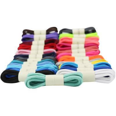 China Flat fashion colorful custom half around elastic shoe lace cap buckle flat elastic laces for sale