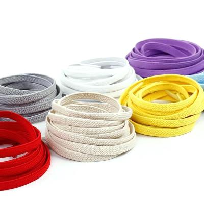 China Hot Seller 8Mm Polyester Base Shoe Laces Sneaker Laces Flat Hot Colorful Decorative Shoe Laces Flat Shoe Laces for sale