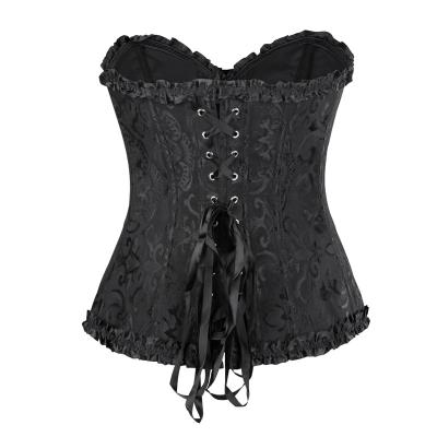 China Antibacterial Women's Court Corset Waist Trainer Sexy Lace Vintage Bowknot Button Lift Up Shapewear Tummy Control for sale