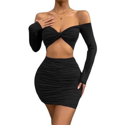 China Anti-wrinkle Women Summer Mini Bodycon Dress Off-shoulder Cut Ruched Tank Mini Club Party Dresses for sale