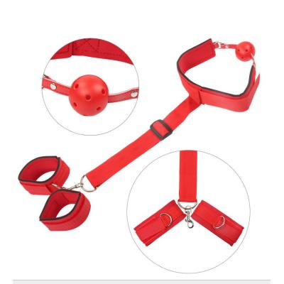 China Adult Sexy Toys Sex Toys For Couples Bondage BDSM Handcuffs Bondage Sex Fetish With Mouth Gags Ball for sale