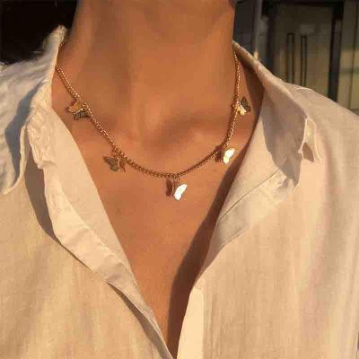 China FASHIONABLE Cute Butterfly Chain Neckalce Clavicle Stainless Steel Butterfly Necklace for sale