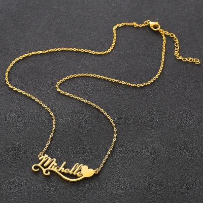 China Hiphop Personalized Name Plate Gold Plated Stainless Steel Custom Name Pendant Necklace for sale