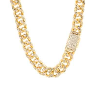 China Hip Hop 16mm Ice Bling Hip Hop Chain Necklace Cubic Zirconia Cuba Necklace for sale