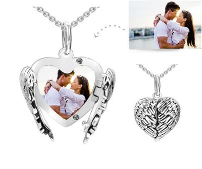 China Silver Hip Hop Hip Hop Necklace Choker s925 Angel Wings Heart Image Necklace for sale