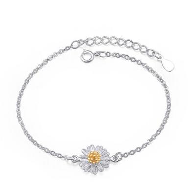 China FASHIONABLE Bohemian cute foot margherita anklet s925 adjustable silver sunflower daisy anklet for sale